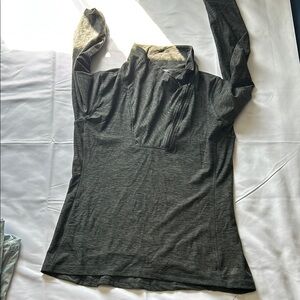 New Balance Gray Fitted Sweatshirt with Tan Polo Collar